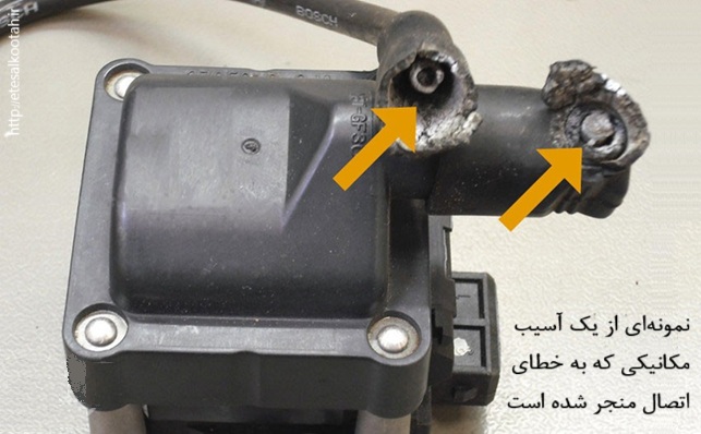 بروز شکستگی در بدنه کویل سبب قطع اتصال الکتریکی آن شده است بروز شکستگی در بدنه کویل سبب قطع اتصال الکتریکی آن شده است