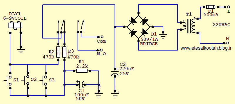 مدار رله پالسی یا رله بی استابل-2 Pulse Relay-3
