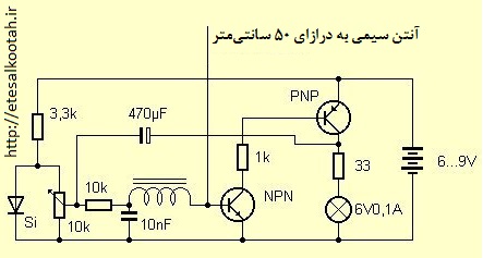 مدار کامل گیرنده برای دریافت پالس های یک فرستنده ی جرقه ای مدار کامل گیرنده برای دریافت پالس های یک فرستنده ی جرقه ای