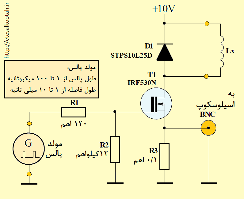 مدار واسطه ی آزمایش شدت جریان اشباع هسته ی القاگر مدار واسطه ی آزمایش شدت جریان اشباع هسته ی القاگر