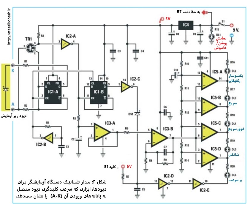 مدار دستگاه اندازه گیری سرعت کلیدگری دیودها مدار دستگاه اندازه گیری سرعت کلیدگری دیودها